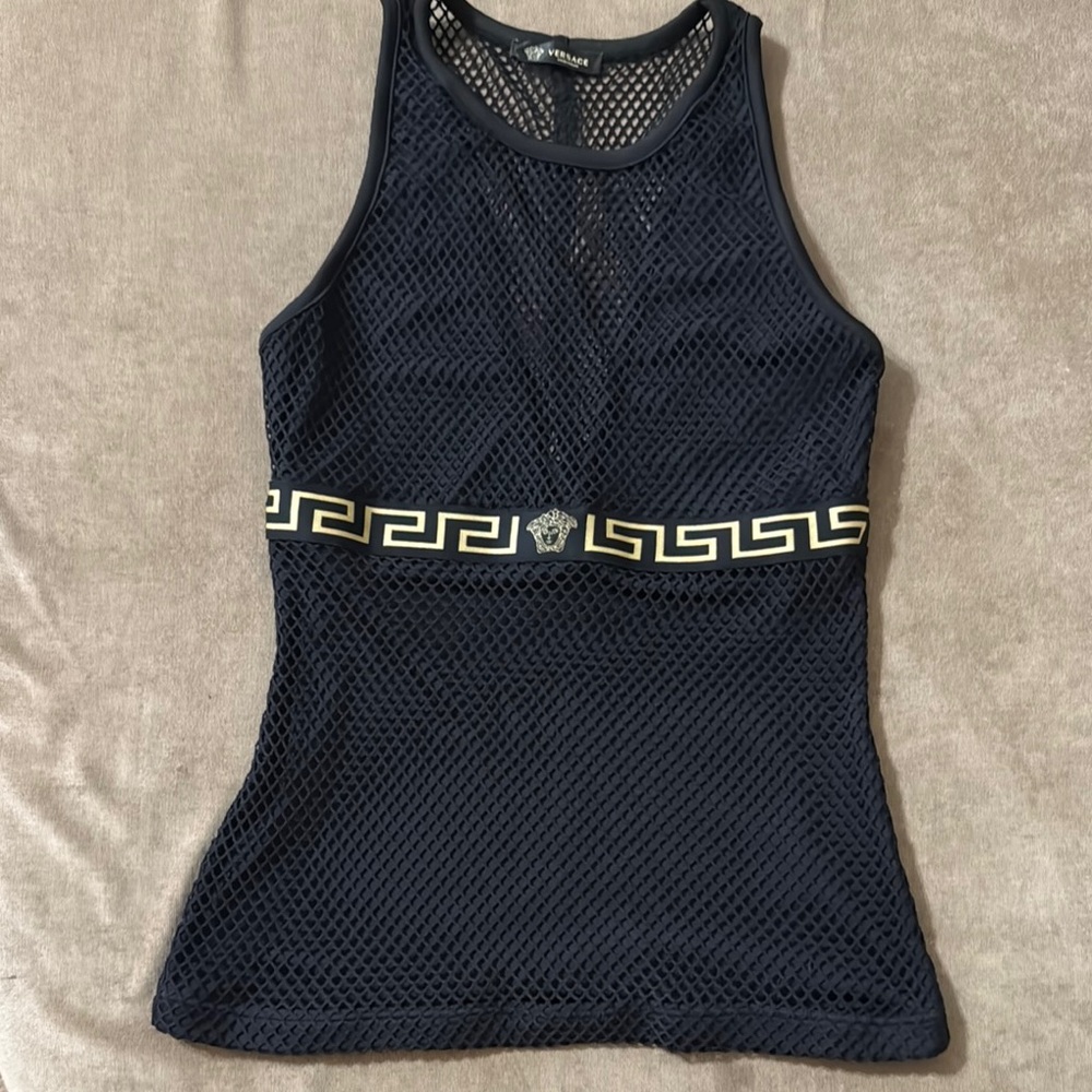 Versace Black Fitted Sleeveless Tank Top